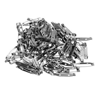 Imagem de PATIKIL 100 pinos de crachá, pinos de segurança de 30 mm etiqueta de nome para crachá em massa tiras planas médias para roupas artesanais DIY, preto