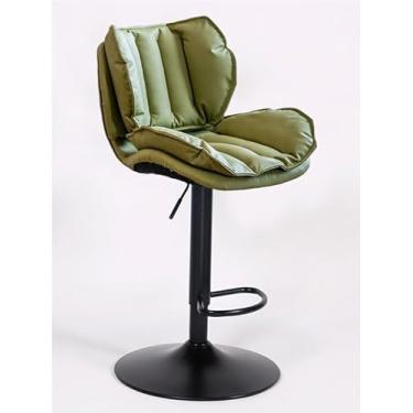 Imagem de Bar Stools Swivel Kitchen Barstools With Back,Leather Counter Height Bar Stools With Footrest, High Stool Lift Swivel Height Adjustable Counter Chairs For Bar, Home And Restaurants(Light Green,Spray B