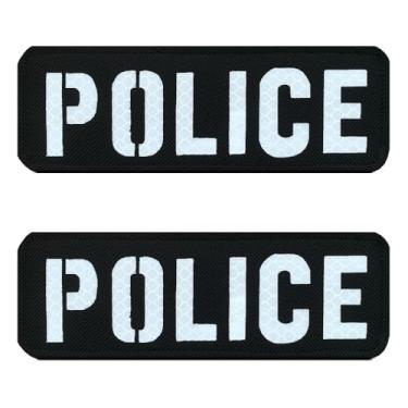 Imagem de Antrix Pacote com 2 adesivos grandes de 15 x 5 cm infravermelho refletivo preto para policiais táticos militares para cosplay mochilas airsoft uniforme polícia painel traseiro polícia colete colete