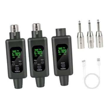 Imagem de MERIGLARE Conjunto de receptor do transmissor XLR sem fio Conjunto de microfone XLR Definir dispositivos de transmissão sem fio de áudio para desempenho ao vivo, Preto, 1 Por 2