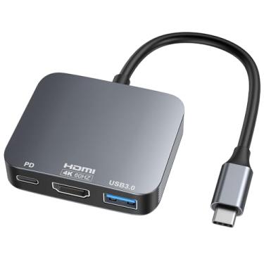 Imagem de Adaptador USB C para HDMI 【4K @60Hz】, adaptador Vilcome HDMI para USB C multiportas com porta USB tipo C PD e USB 3.0, compatível com MacBook Pro/Air, iPad Pro/Air, Dell XPS, iPhone 15 Pro/Max