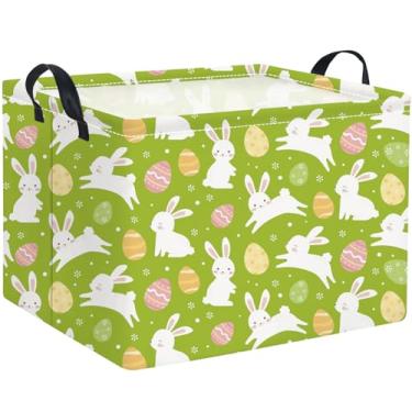 Imagem de HIYAGON Cesta Retangular De Páscoa, Presentes Armazenamento Para Crianças, Berçário Bebês, Decoração Quarto Coelho, Organizador Brinquedos Fofos, Caixas (Coelho Da Páscoa Verde)