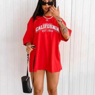 Imagem de Camiseta Feminina Oversized Estilo Streetwear Treino Academia Blusa La