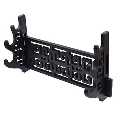 Imagem de Suporte de espada prateleira de exibição de espadas, suporte de parede para espadas, suporte de exibição para katanas, prateleira para espadas de samurais, suporte para espadas padrão oco clássico (2
