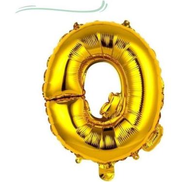 Imagem de Balão Metalizado Letra Q 40cm Com Palito Dourado - WCAN