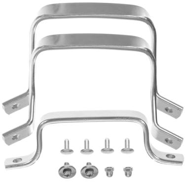 Imagem de PRETYZOOM Conjunto de substituição de alça lateral de panela de aço inoxidável - 2 peças de alças laterais universais com 1 puxador de tampa - resistente ao calor e fácil de instalar para fogão