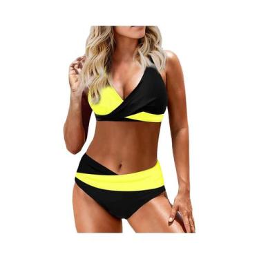 Imagem de Biquini Vintage Halter com Cintura Alta - Push Up - Conjunto para Mulh