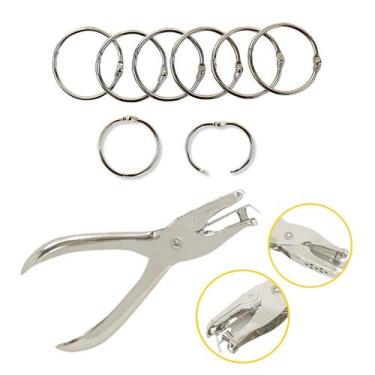Imagem de Kit Argola Encadernação 20mm 20 unidades + Alicate Papel 6mm - Maison 