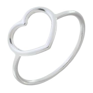 Imagem de Anel Coração Vazado Feminino em Prata 925 Legítima (20)