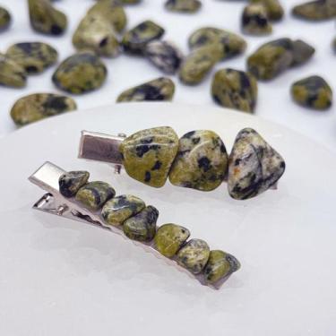 Imagem de Kit 2 Presilhas de cabelo com Pedras Naturais Piranhas de Cabelo 5,5cm