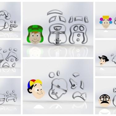 Imagem de Cortador Kit Turma Do Chaves 8 Modelos Modulares Tamanho 5Cm