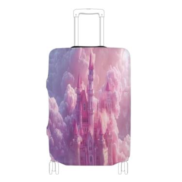 Imagem de Joisal Fairy Tale World Castle Capas protetoras para bagagens de 45 a 81 cm, acessórios de bagagem, Castelo de fantasia de nuvem rosa, L 26-28 in