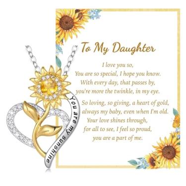Imagem de IEFLIFE Presentes de girassol para mulheres – Colar de girassol banhado a ouro 14 K para mulheres, colar You Are My Sunshine, presente para ela, presente de aniversário de dia das mães e joias