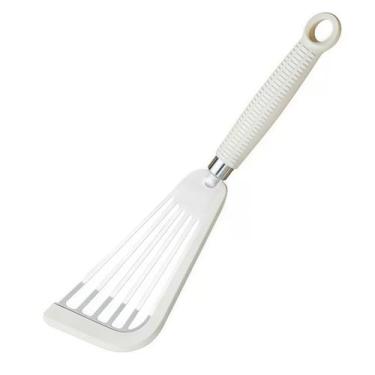 Imagem de ZXiaJUMCR Espátula de silicone para cozinhar espátula de aço inoxidável com borda de silicone resistente ao calor, perfeita para fritar peixes, ovos, panquecas, bifes.