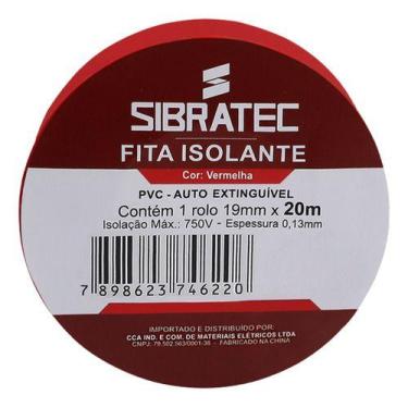 Imagem de Fita Isolante Vermelha 20 Metros Sibratec Uso Geral 5 Un