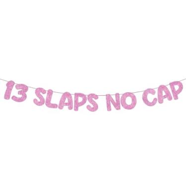 Imagem de Fulmoon Pre Strung 13 Slaps No Cap Banner Glitter Decorações de aniversário de 13 anos para adolescentes de 13 anos de idade placa de aniversário suprimentos de lembrancinhas de festa (rosa)
