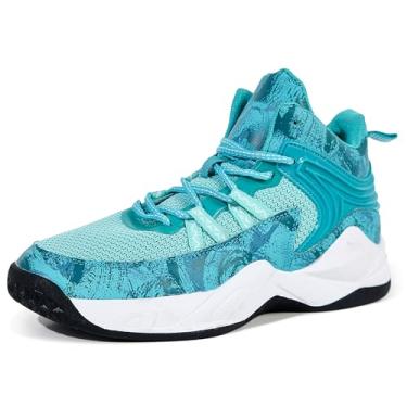 Imagem de Bolognifi Tênis de basquete masculino leve e durável para partidas de treinamento esportivo ao ar livre Equipamento de basquetebol(Blue-8,37 BR)