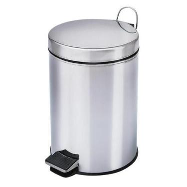 Imagem de Lixeira aco inox c/pedal brasil 12l - Tramontina, Prata