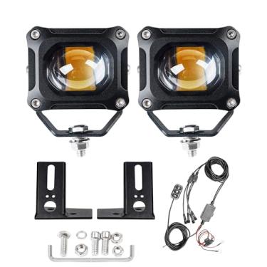 Imagem de HENGTUAOTO Pacote Com 2 Holofotes De Led Em Cubo 30 W E 5400 Lm Suportes Montagem Dobradiça Para-Brisa Jk A-Pillar, 1 Arrasto, Chicotes Fios À Prova D'Água, Kit Interruptores Piscantes Para Wrangler