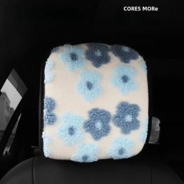 Imagem de Capa De Encosto De Cabeça De Carro De Pelúcia De Inverno Flor Tridimen