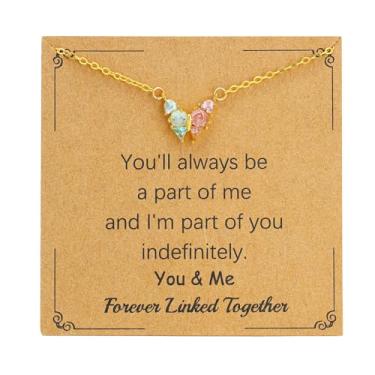 Imagem de SOPIFY Colar feminino com pedra do mês de nascimento de borboleta, dourado, delicado para mãe, filha, irmã, avó, neta, amigas, melhores presentes de pedra do mês de nascimento, Adjustable, Cobre, Sem