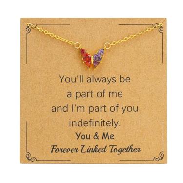 Imagem de SOPIFY Colar feminino com pedra do mês de nascimento de borboleta, dourado, delicado para mãe, filha, irmã, avó, neta, amigas, melhores presentes de pedra do mês de nascimento, Adjustable, Cobre, Sem