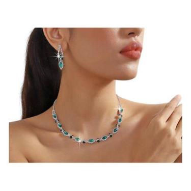 Imagem de N1308-Colar Bijuteria Brinco Brilhante Casamento Evento 4d0402 - Xumi