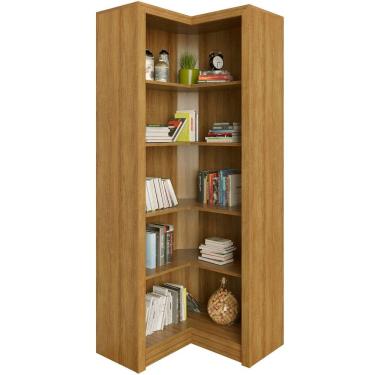 Imagem de Estante Armário De Canto Aberto P/ Escritório 5 Prateleiras Amêndoa