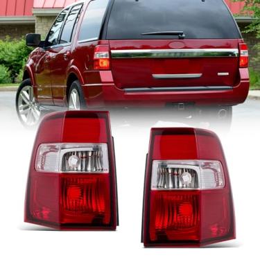 Imagem de Conjunto de luz traseira compatível com Ford Expedition 2007-2014 lente vermelha transparente de halogênio do lado do motorista e do passageiro
