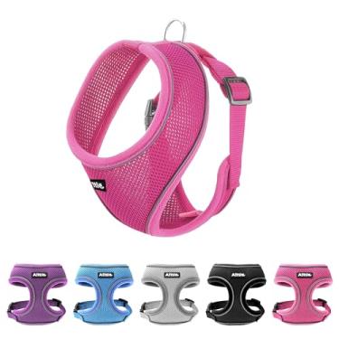 Imagem de AIITLE Peitoral para cães pequenos, malha respirável de camada tripla, ajuste ajustável e design reflexivo, colete acima da cabeça sem estrangulamento para uso interno/externo, perfeito para maltês