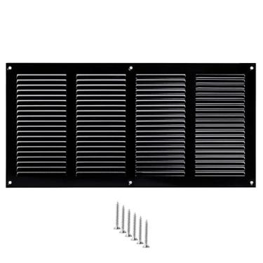 Imagem de TURvent Tampa de ventilação 14x6 (abertura do duto) - Grade de ar de retorno HVAC preta para parede e teto - Tampa de ventilação de metal AC com malha - Registro de ventilação retangular - Dimensões