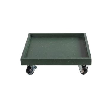 Imagem de Pires para Plantas Prato para plantas quadrado móvel com rodas, bandeja coletora de plantas de resina sintética para áreas internas e externas Vaso para Flores(Green,Pequeno)