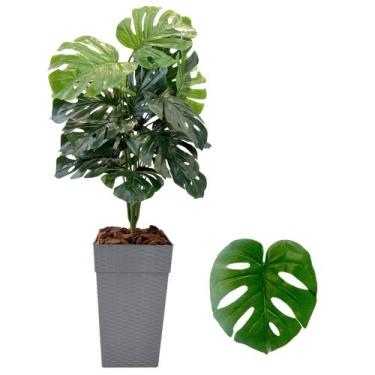 Imagem de Planta Costela De Adão Artificial Com Vaso Cores Casca Casa - FlorImp