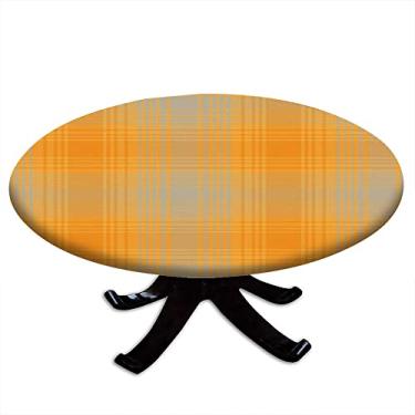 Imagem de Cortinas blecaute xadrez com bolso para varão, estampa xadrez laranja ombré, texturizada, sem costura, para sala de estar ou quarto, L 132 x C 137 cm