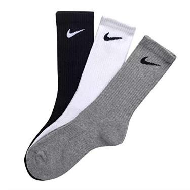 Imagem de Kit Com 3 Pares de Meias Nike Cano Alto branca/preta/cinza- Tam 39-43