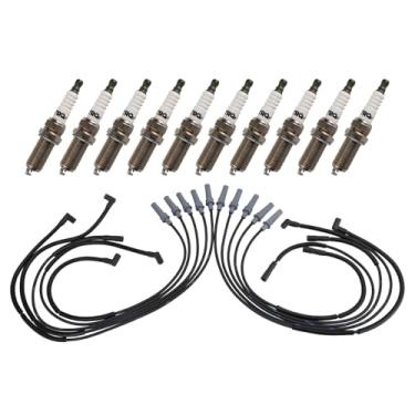 Imagem de TRQ Kit de ignição Velas de ignição Conjunto de fios de velas de ignição compatível com Dodge Viper 2008-2010