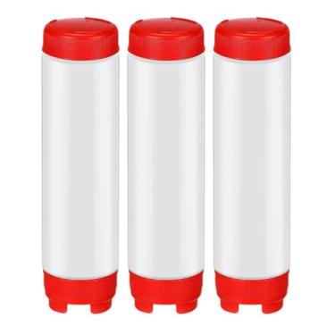 Imagem de YWJLQH 3 peças frascos de condimentos, frascos de molho de xarope, churrasco, restaurante, recarregáveis ​​para óleo, ketchup, tempero, Vermelho