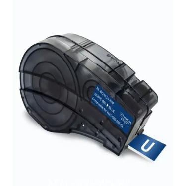 Imagem de Fita Compatível Brady Azul Vinil 12mm M21-500-595-BL Letra Branca 12mm