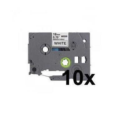 Imagem de Kit 10 Fita Flexível Compatível Brother Tz-FX241 Branca 18mm - no-bran