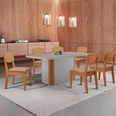 Imagem de Mesa De Jantar Isadora 180cm Tampo Mdf Vidro Com 6 Cadeiras Turim 07 /