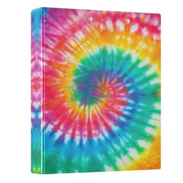 Imagem de Fichário com 3 anéis tie dye 3,8 cm redondo fichário com 200 folhas para crianças, material escolar, mulheres e homens, escritório, 1 pacote