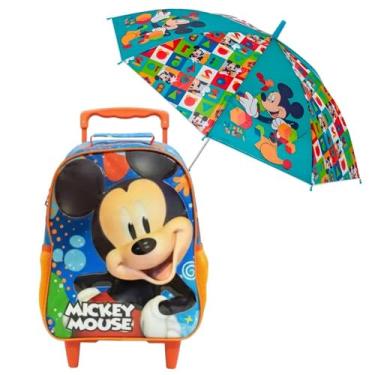 Imagem de Kit Mochila com Rodinhas Infantil Micke com Guarda-Chuva Ideal para Escola Creche e Passeios 14 Azul