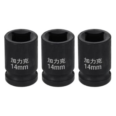 Imagem de HARFINGTON 3 peças soquete quadrado de 4 pontos 1/5.1 cm Drive 14 mm soquete de impacto quadrado métrico CR-V Blackening luva de roda padrão ferramenta de manga pneumática para reparo de automóveis