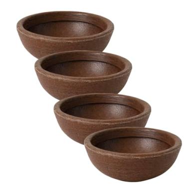 Imagem de vaso para plantas e flores mini cuia bacia 22cm cactos suculentas decoração (Marrom, 4 unidades)