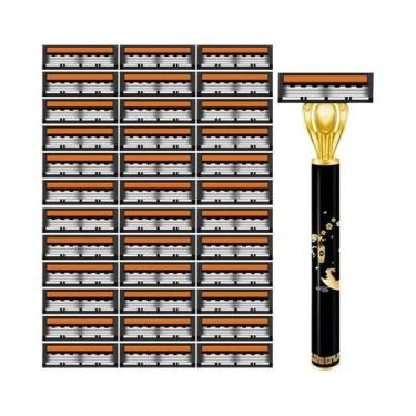 Imagem de Navalha Manual Masculina De Aço Inoxidável Com Três Camadas De Lâmina 