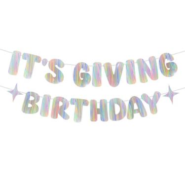 Imagem de lasuroa Faixa de Feliz Aniversário Iridescente, Glitter Vibrante Decoração Festa Aniversário Iridescente com Efeitos Aurora Arco-Íris Faixa Holográfica para Bebê Chá Suprimentos Cenário para Festa