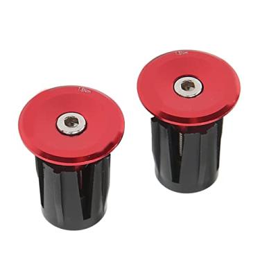 Imagem de Bike Handlebar Plug Durable Lightweight Aluminum Alloy Plastic Bar End Grip Cap para Mountain Bikes Road Bikes 2PCS (Vermelho)