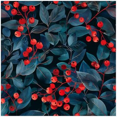 Imagem de HAOKHOME Papel de parede de papel de parede botânico botânico autoadesivo floral escuro para parede de destaque decoração de férias de inverno 44 cm x 3 m