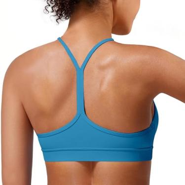 Imagem de Sutiã esportivo acolchoado com costas em Y para mulheres – costas nadador com alças finas de baixo impacto para ioga e treino