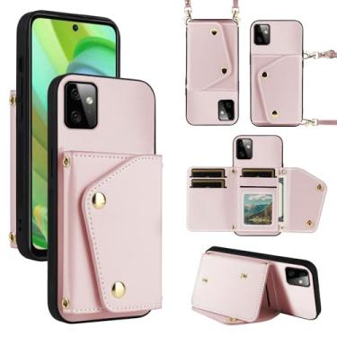 Imagem de Dibosom Capa carteira de luxo para Motorola Moto G Power 5G 2023 com 5 compartimentos para cartão fina e alça de ombro, capa de telefone com suporte para cartão de crédito de couro PU para GPower G5